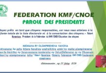 PAROLE DES PRESIDENTS KMF/CNOE : Refonte de la liste électorale et Concertation des citoyens